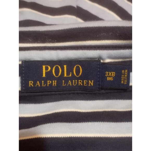 Polo Ralph Lauren Men’s 3XB Big Navy Blue Blue Stripe Short Sleeve Polo Shirt - Picture 9 of 13